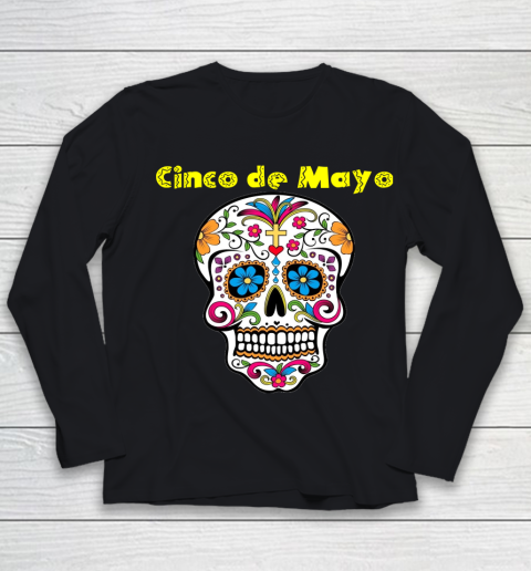 Cinco de Mayo Mexican Sugar Skull Youth Long Sleeve