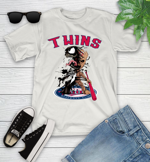 MLB Minnesota Twins Baseball Venom Groot Guardians Of The Galaxy Youth T-Shirt 12