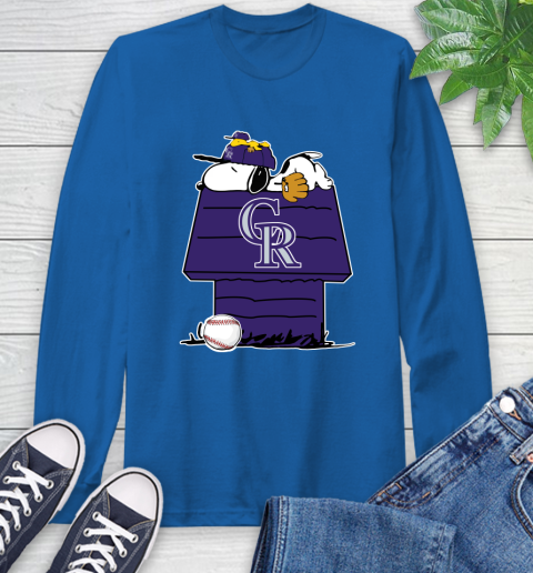 MLB Colorado Rockies Snoopy Woodstock The Peanuts Movie Baseball T Shirt Long Sleeve T-Shirt 9