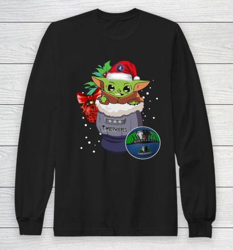 Minnesota Timberwolves Christmas Baby Yoda Star Wars Funny Happy NBA Long Sleeve T-Shirt