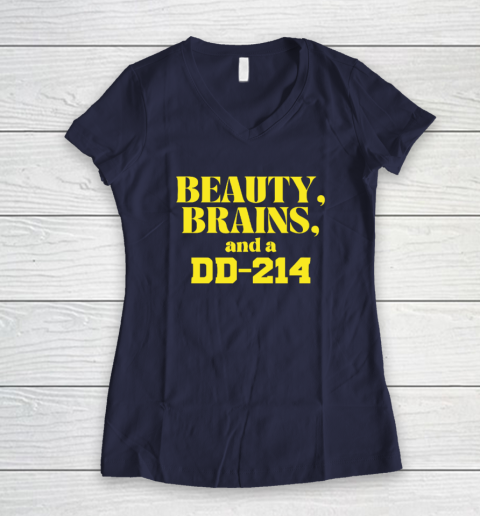 Beauty Brains And A DD-214 Women's V-Neck T-Shirt 7