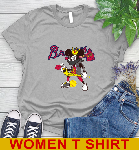 Atlanta Braves MLB Baseball Mickey Peace Sign Sports Women's T-Shirt 6 Atlanta Braves MLB Baseball Mickey Peace Sign Sports Women's T-Shirt - Image 6