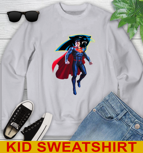 NFL Superman DC Sports Football Carolina Panthers Youth Sweatshirt 4