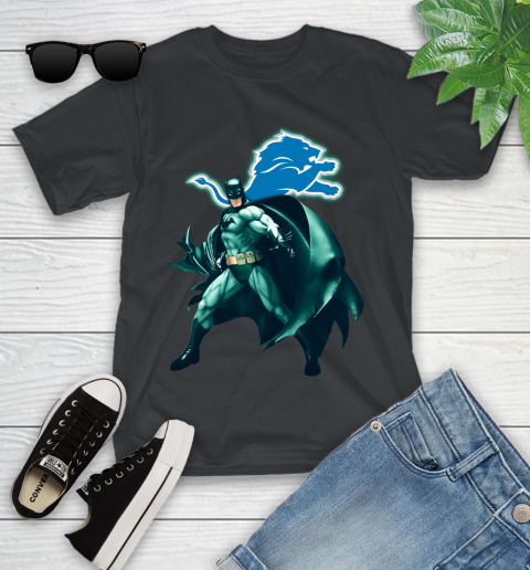 NFL Batman Football Sports Detroit Lions Youth T-Shirt 2