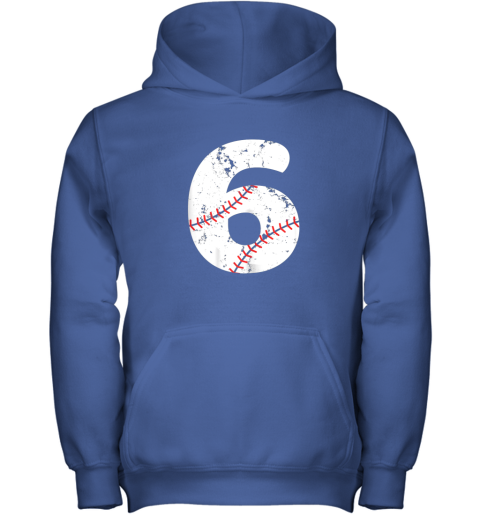 yvqq number 6 baseball vintage distressed team youth hoodie 43 front royal