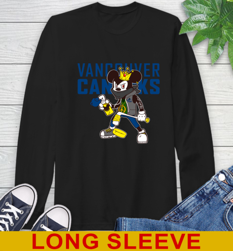 Vancouver Canucks NHL Hockey Mickey Peace Sign Sports Long Sleeve T-Shirt 2