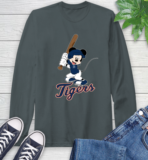 MLB Baseball Detroit Tigers Cheerful Mickey Mouse Shirt Long Sleeve T-Shirt 7