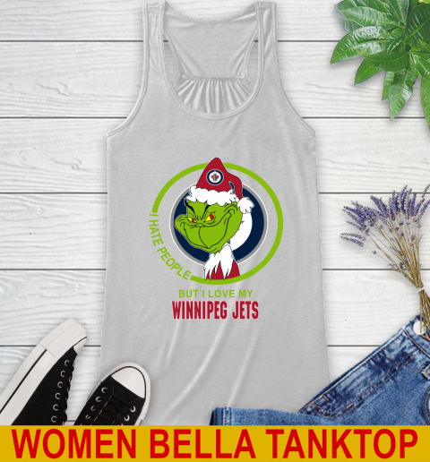 Winnipeg Jets NHL Christmas Grinch I Hate People But I Love My Favorite Hockey Team Racerback Tank