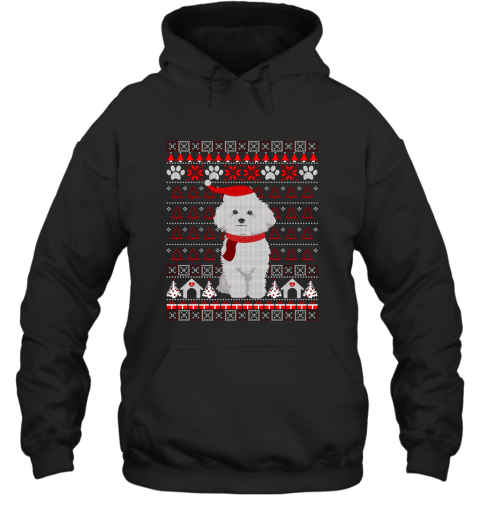 Bichon Frise Ugly Christmas Sweater Holiday Dog T Shirt Hooded