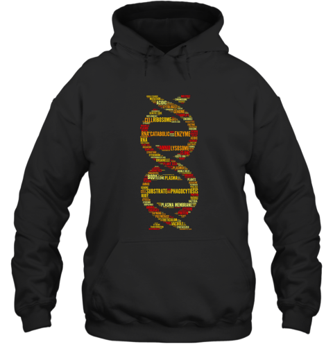 DNA Molecule Word Cloud  Biology Science T Shirt Hooded