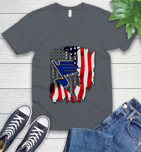 St.Louis Blues NHL Hockey American Flag V-Neck T-Shirt