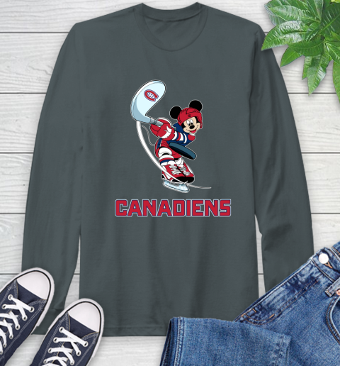 NHL Hockey Montreal Canadiens Cheerful Mickey Mouse Shirt Long Sleeve T-Shirt 7