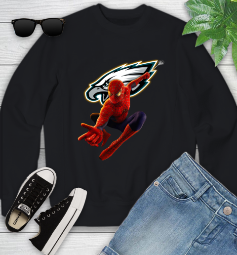 NFL Spider Man Avengers Endgame Football Philadelphia Eagles Youth Sweatshirt 2