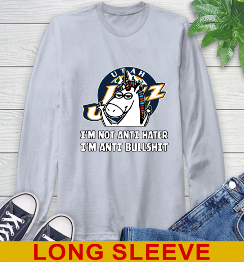 Utah Jazz NBA Basketball Unicorn I'm Not Anti Hater I'm Anti Bullshit Long Sleeve T-Shirt 6