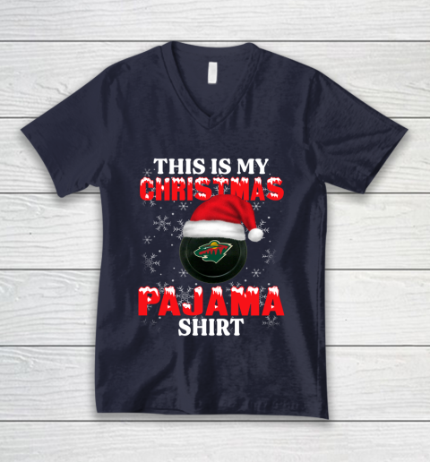 Minnesota Wild This Is My Christmas Pajama Shirt NHL V-Neck T-Shirt 2