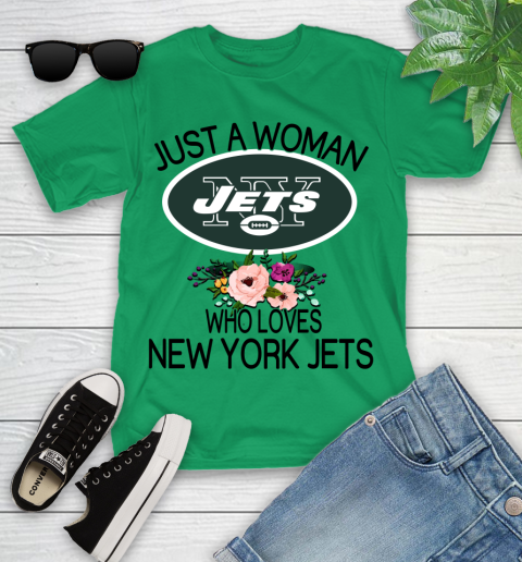 NFL Just A Woman Who Loves New York Jets Football Sports Youth T-Shirt 3