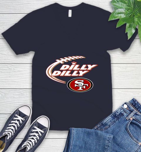 NFL San Francisco 49ers Dilly Dilly Football Sports V-Neck T-Shirt 3