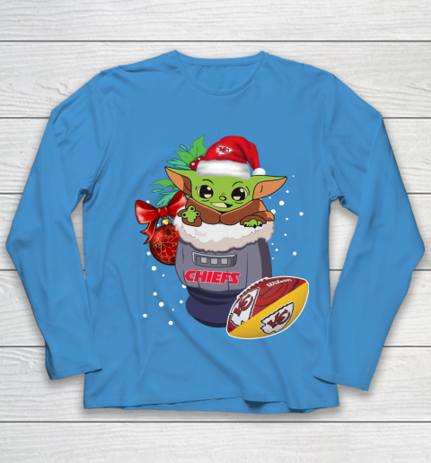 Kansas City Chiefs Christmas Baby Yoda Star Wars Funny Happy NFL Youth Long Sleeve 7