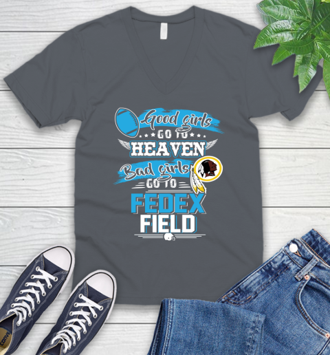Washington Redskins NFL Bad Girls Go To Fedex Field Shirt V-Neck T-Shirt 4