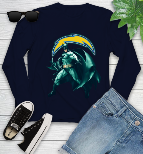 NFL Batman Football Sports Los Angeles Chargers Youth Long Sleeve 3