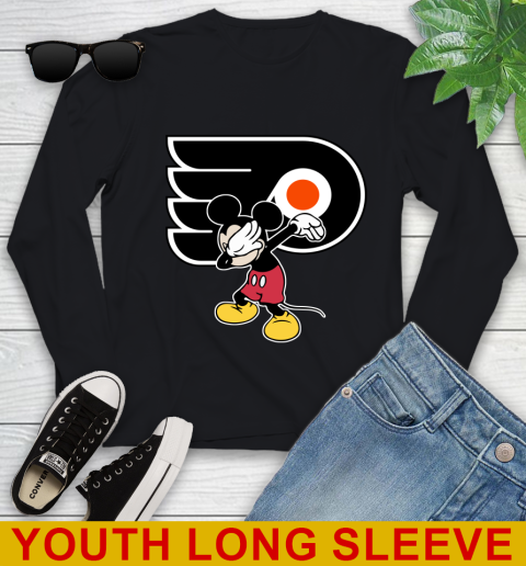 Philadelphia Flyers NHL Hockey Dabbing Mickey Disney Sports Youth Long Sleeve 2
