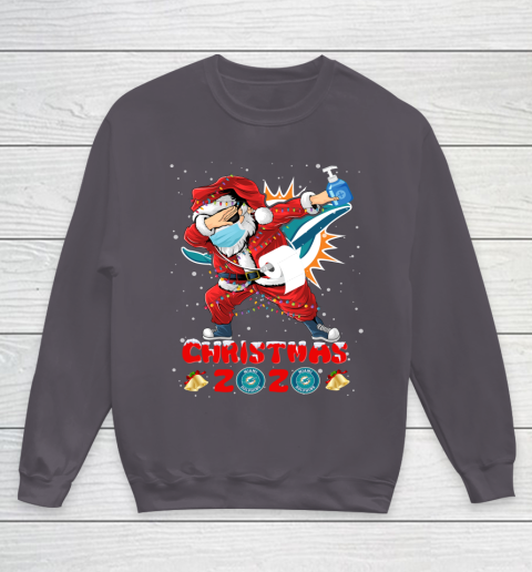 Miami Dolphins Funny Santa Claus Dabbing Christmas 2020 NFL Youth Sweatshirt 5