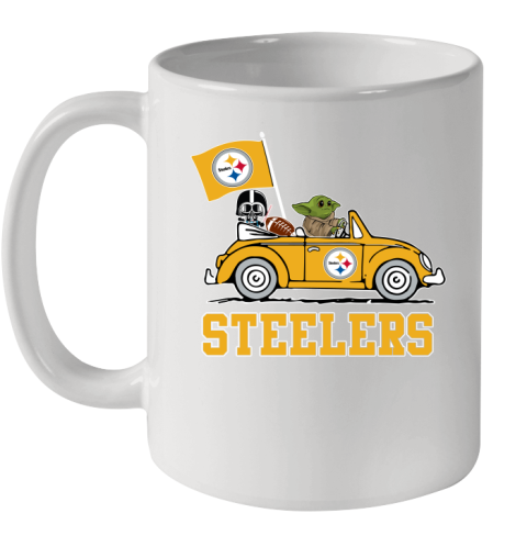 NFL Football Pittsburgh Steelers Darth Vader Baby Yoda Driving Star Wars Shirt Ceramic Mug 11oz