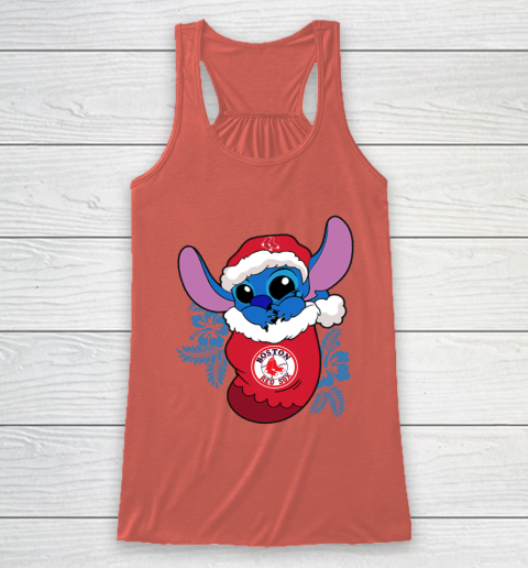 Boston Red Sox Christmas Stitch In The Sock Funny Disney MLB Racerback Tank 4