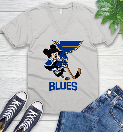 NHL St.Louis Blues Mickey Mouse Disney Hockey T Shirt V-Neck T-Shirt