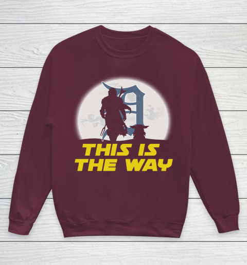 Detroit Tigers MLB Baseball Star Wars Yoda And Mandalorian This Is The Way Youth Sweatshirt 4