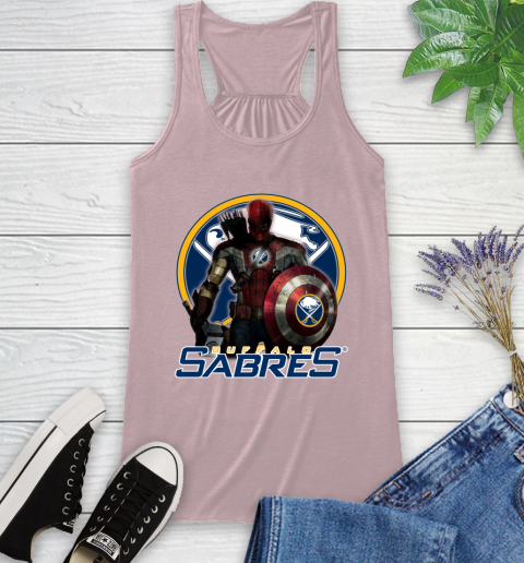 NHL Captain America Thor Spider Man Hawkeye Avengers Endgame Hockey Buffalo Sabres Racerback Tank 11