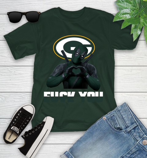 NHL Green Bay Packers Deadpool Love You Fuck You Football Sports Youth T-Shirt 5