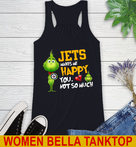 NHL Winnipeg Jets Makes Me Happy You Not So Much Grinch Hockey Sports Racerback Tank - Image 9