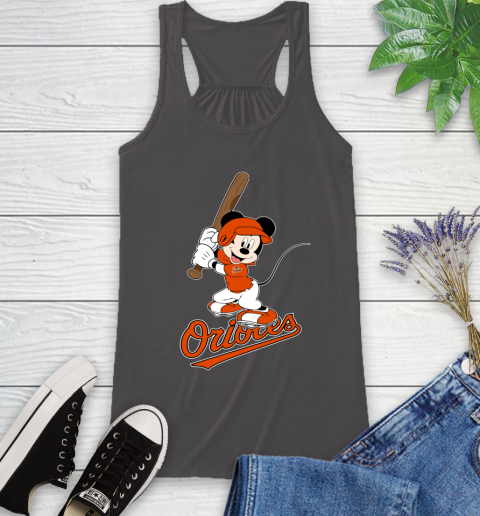 MLB Baseball Baltimore Orioles Cheerful Mickey Mouse Shirt Racerback Tank 12