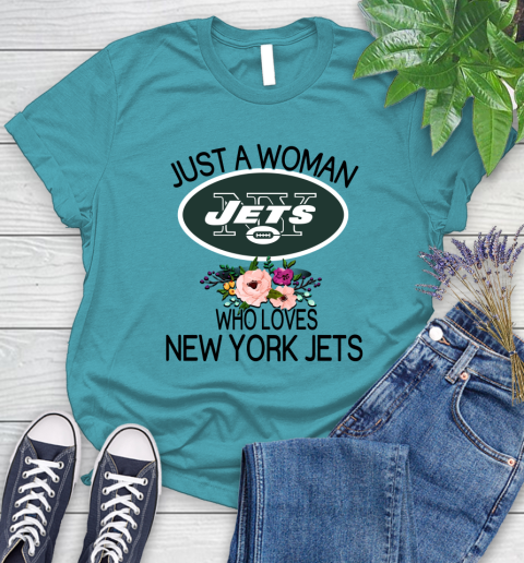 NFL Just A Woman Who Loves New York Jets Football Sports Women's T-Shirt 11