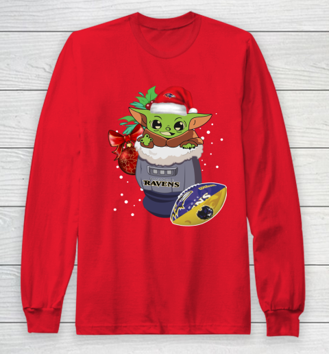 Baltimore Ravens Christmas Baby Yoda Star Wars Funny Happy NFL Long Sleeve T-Shirt 10