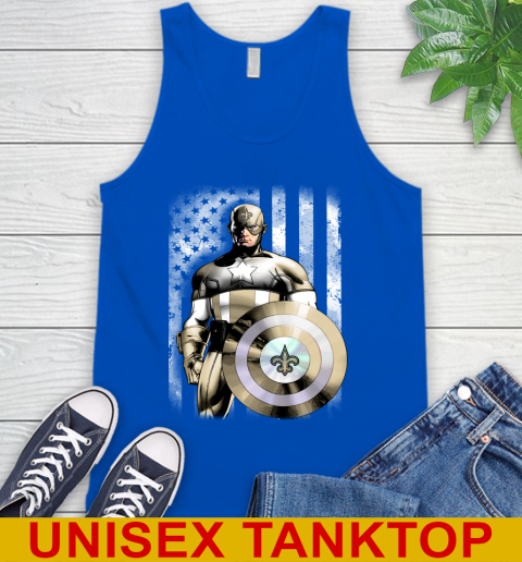 New Orleans Saints NFL Football Captain America Marvel Avengers American Flag Shirt Tank Top 4