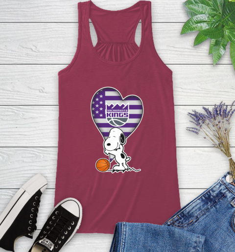 Sacramento Kings NBA Basketball The Peanuts Movie Adorable Snoopy Racerback Tank 8