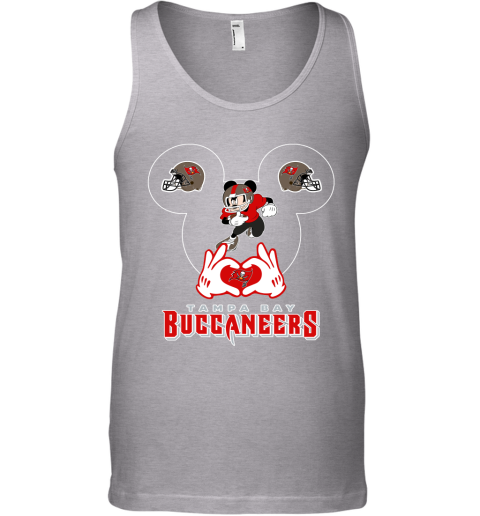 hto3 i love the buccaneers mickey mouse tampa bay buccaneers s unisex tank 17 front sport grey