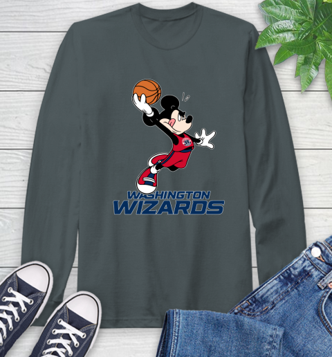 NBA Basketball Washington Wizards Cheerful Mickey Mouse Shirt Long Sleeve T-Shirt 7