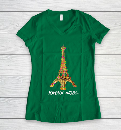 Joyeux Noel French Merry Christmas Eiffel Tower Women's V-Neck T-Shirt 3