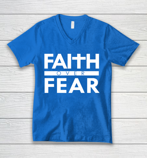 Faith Over Fear Bible Scripture Verse Christian Quote V-Neck T-Shirt 5