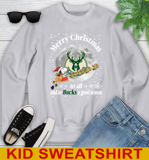 Milwaukee Bucks Merry Christmas To All And To Bucks A Good Season NBA Basketball Sports Youth Sweatshirt 3