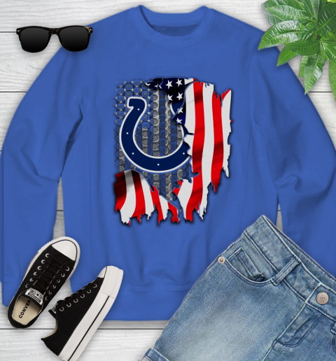 Indianapolis Colts NFL Football American Flag Youth Sweatshirt - Image 8