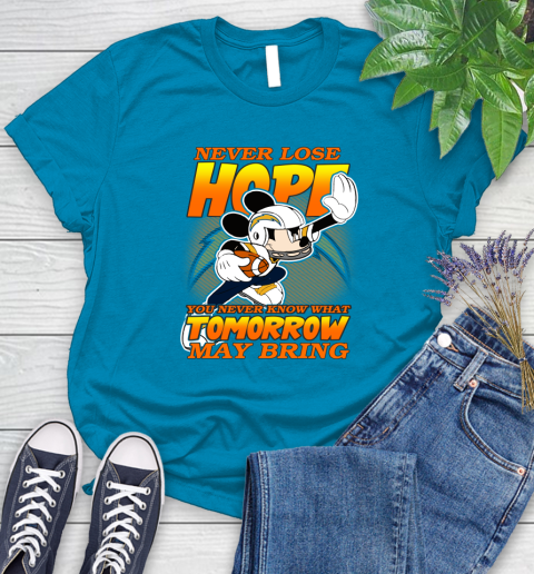 Los Angeles Chargers NFL Football Mickey Disney Never Lose Hope Women's T-Shirt 10
