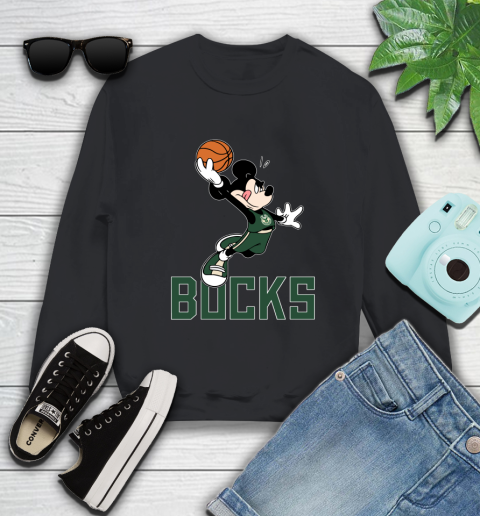 NBA Basketball Milwaukee Bucks Cheerful Mickey Mouse Shirt Sweatshirt