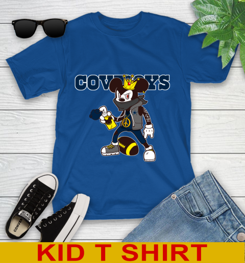Dallas Cowboys NFL Football Mickey Peace Sign Sports Youth T-Shirt 9