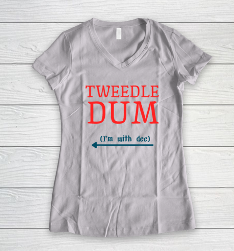 Tweedle Dum I'm With Dee Couple And Friends Funny Lazy Costume Women's V-Neck T-Shirt