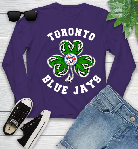 MLB Toronto Blue Jays Three Leaf Clover St Patrick's Day Baseball Sports Youth Long Sleeve 4