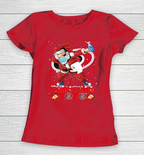 Carolina Hurricanes Funny Santa Claus Dabbing Christmas 2020 NHL Women's T-Shirt 9